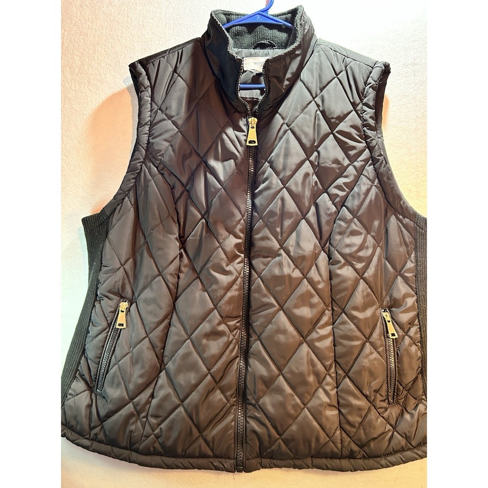 WORKSHOP Republic Puffer Black Quilted Full Zip Vest Pockets Sleeveless 2XL